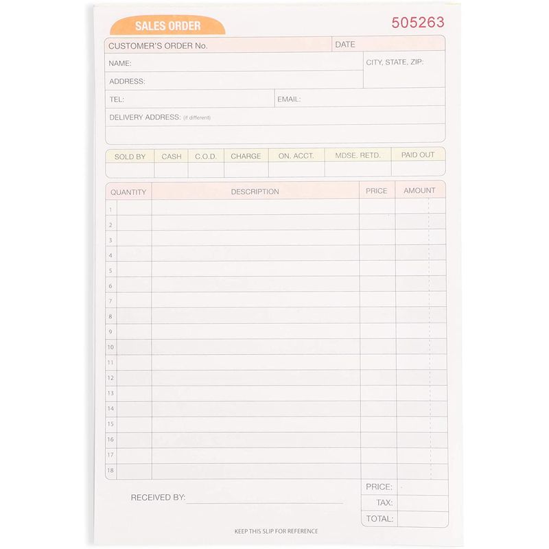 Invoice Book, 2 Part Carbonless (Red, 50 Sets, 3 Pack)