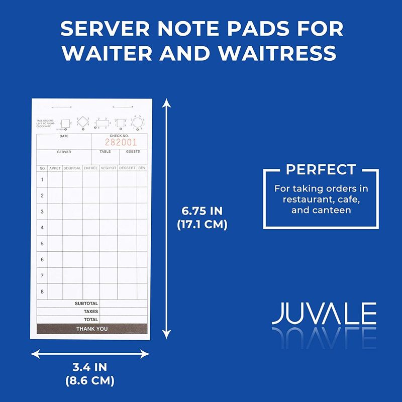 Server Note Pads for Waiter and Waitress (White, 15 Pack)