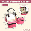 Portable Cosmetic Bag Set, Travel Makeup Organizer (Pink, 3-Piece)