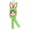 Spring Easter Bunny with Green Necktie, Hanging Wall Decoration (12 x 5 In)