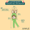 Spring Easter Bunny with Green Necktie, Hanging Wall Decoration (12 x 5 In)