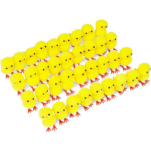 Chenille Easter Chick Decor for Home and Party Decorations (Yellow, 36 Pack)
