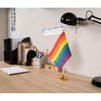 Gay Pride Rainbow Desk Flags - 24-Piece Desktop Flags with Stick and Gold Stand, 6 Stripes LGBT Colors Flag Table Decoration, 8.5 x 5.5 Inches