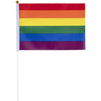 Gay Pride Rainbow Desk Flags - 24-Piece Desktop Flags with Stick and Gold Stand, 6 Stripes LGBT Colors Flag Table Decoration, 8.5 x 5.5 Inches