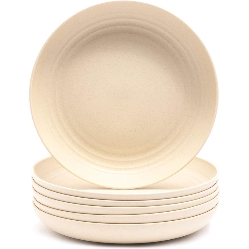 Wheat Straw Plates, Unbreakable Plate (Beige, 9 in, 6 Pack)