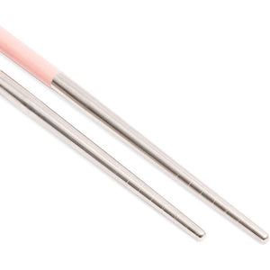 Portable Stainless Steel Chopsticks with Case (7.5 in, Pink)