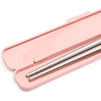 Portable Stainless Steel Chopsticks with Case (7.5 in, Pink)