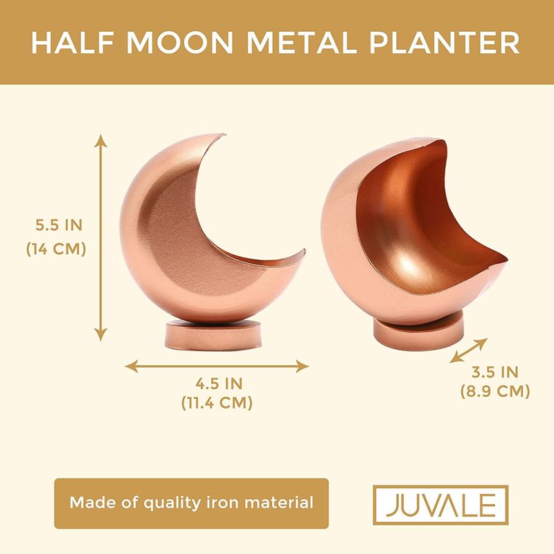 Juvale Half Moon Metal Planter (Rose Gold)