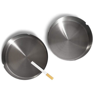 Juvale Round Stainless Steel Cigarette Ashtray (2 Pack)