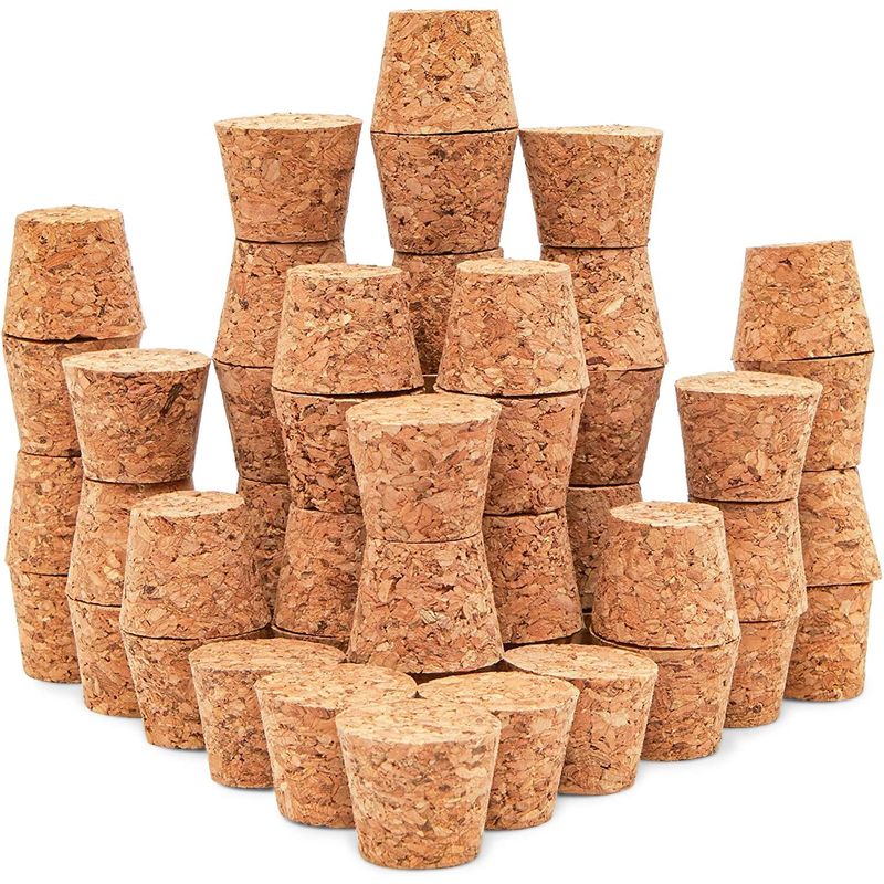 Size #9 Tapered Cork Plugs for Bottles and Crafts (0.98 x 0.74 x 0.75 In, 50 Pack)