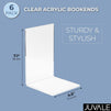 Clear Acrylic Bookends for Shelves (6 Pack)