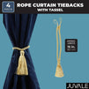 Juvale Window Curtain Tassel Rope Tieback (15 in, 4 Pack)
