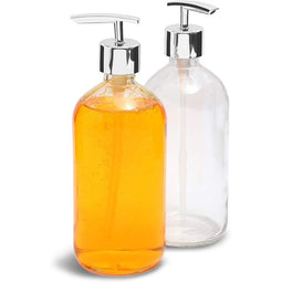 Juvale Clear Glass Soap Dispenser with Silver Pump (16 oz, 2 Pack)