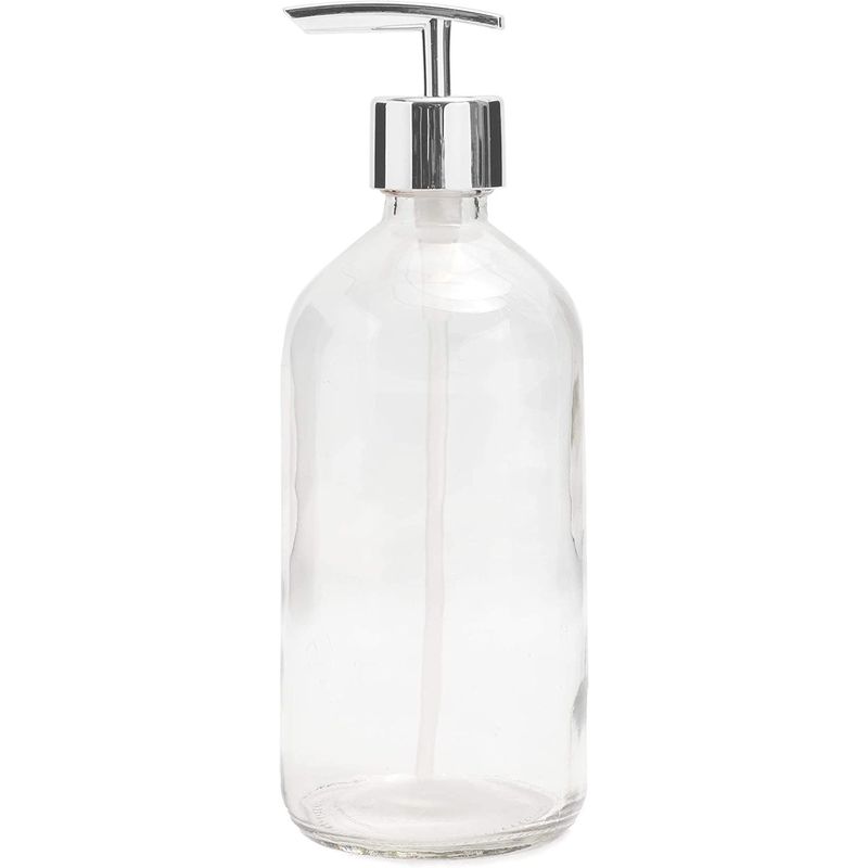 Juvale Clear Glass Soap Dispenser with Silver Pump (16 oz, 2 Pack)