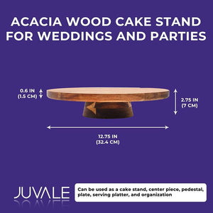 Acacia Wood Cake Stand for Weddings and Parties (12.75 in)