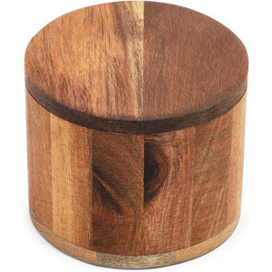 Single Round Salt Box with Swivel Lid (Acacia Wood)