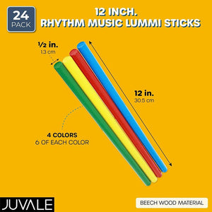 Juvale Rhythm Music Lummi Sticks for Kids (12 in., 24 Pack)