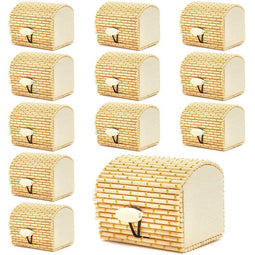 Mini Bamboo Cane Treasure Chests with Gold String Design (2.4 x 2 In, 12-Pack)