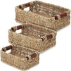 Juvale Woven Wicker Baskets with Handles in 3 Sizes for Home Organization (3 Pack)