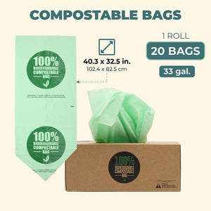 Compostable Trash Bags (33 Gallon, 20 Bags)