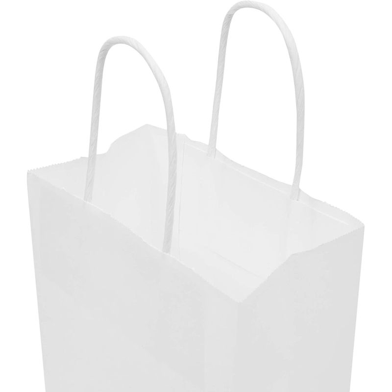 Small Paper Party Gift Bags with Handles (9 x 5.3 in, White, 100-Pack)
