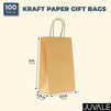 Small Paper Party Gift Bags with Handles (9.05 x 5.5 in, Brown, 100-Pack)