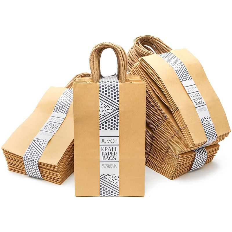 Brown & White Kraft Paper Bags With Handles | Wellpack