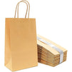 Small Paper Party Gift Bags with Handles (9.05 x 5.5 in, Brown, 100-Pack)