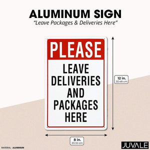 Juvale Please Leave Deliveries and Packages Here Aluminum Sign (8 x 12 Inches)