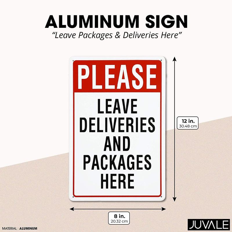 Juvale Please Leave Deliveries and Packages Here Aluminum Sign (8 x 12 Inches)