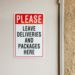 Juvale Please Leave Deliveries and Packages Here Aluminum Sign (8 x 12 Inches)