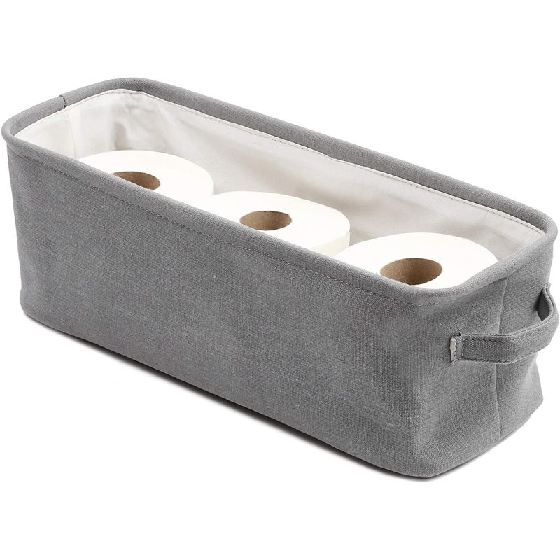 Juvale Grey Fabric Bathroom Storage Bin (16 x 6 x 5.5 Inches)