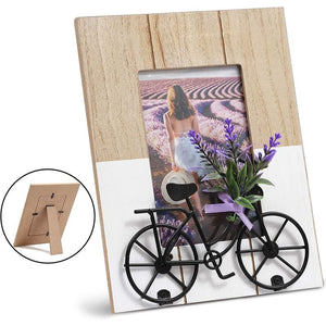 Juvale Rustic Wooden Picture Frame with Bicycle for 4 x 6 Inch Photos (7 x 9 Inches)