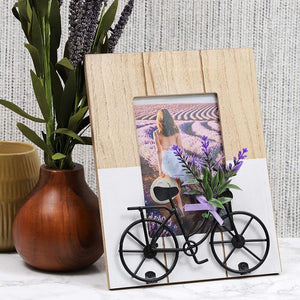 Juvale Rustic Wooden Picture Frame with Bicycle for 4 x 6 Inch Photos (7 x 9 Inches)