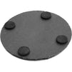 Juvale Round Black Slate Stone Coasters Set with Steel Stand (3.8 Inches, 8 Pack)