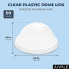 Clear Plastic Dome Lids for 8 Ounce Ice Cream Cups (50 Pack)