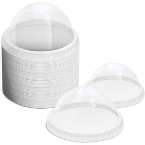 Clear Plastic Dome Lids for 8 Ounce Ice Cream Cups (100 Pack)