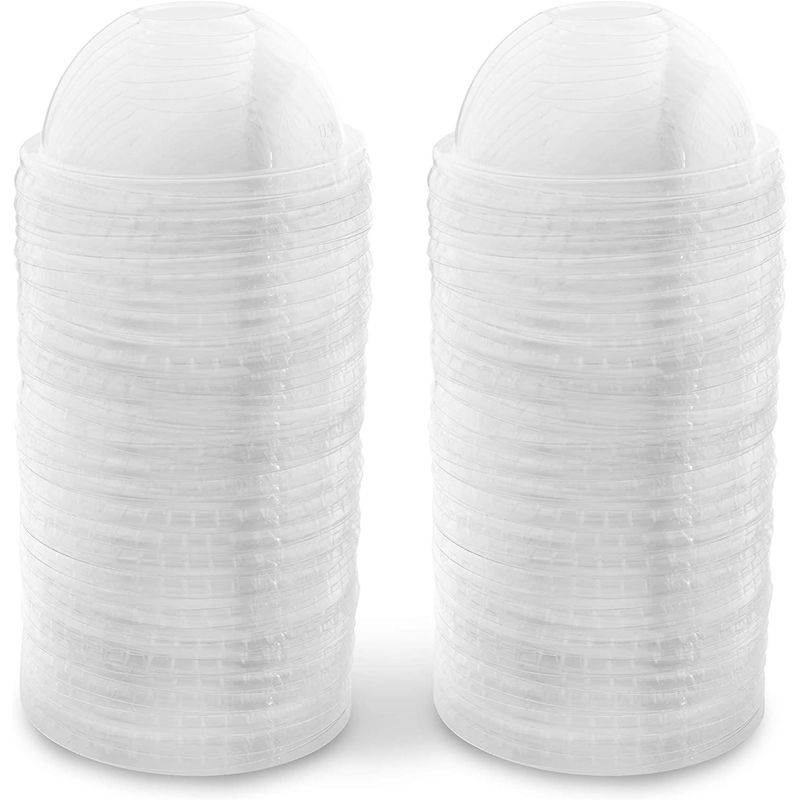 Clear Plastic Dome Lids for 8 Ounce Ice Cream Cups (100 Pack)