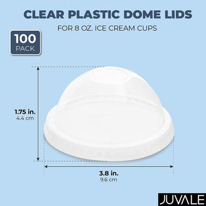 Clear Plastic Dome Lids for 8 Ounce Ice Cream Cups (100 Pack)