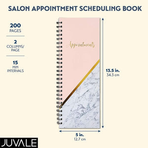 Salon Appointment Book, Marble Design (13.5 x 5 in, 200 Pages)