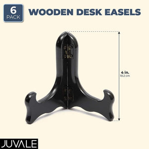 Juvale Black Wooden Easel Stand for Tabletop Decor or Desk Display (4 Inches, 6-Pack)