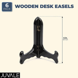 Juvale Wooden Easel Display Stand for Desk or Tabletop (5 in, Black, 6 Pack)