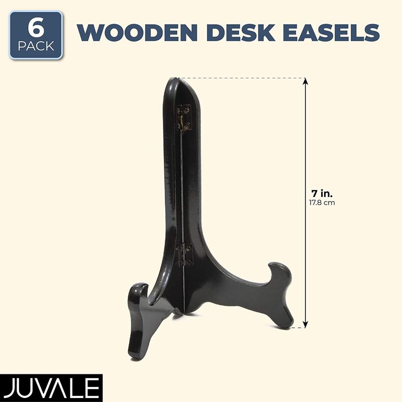 Juvale Wooden Easel Display Stand for Desk or Tabletop (7 Inches, Black, 6-Pack)