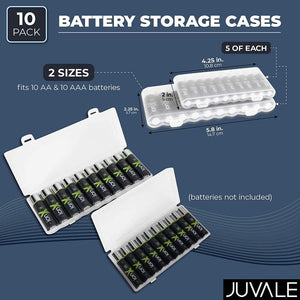 AA and AAA Battery Holder Plastic Organizer, Storage Case (10 Pack, 5 Each)
