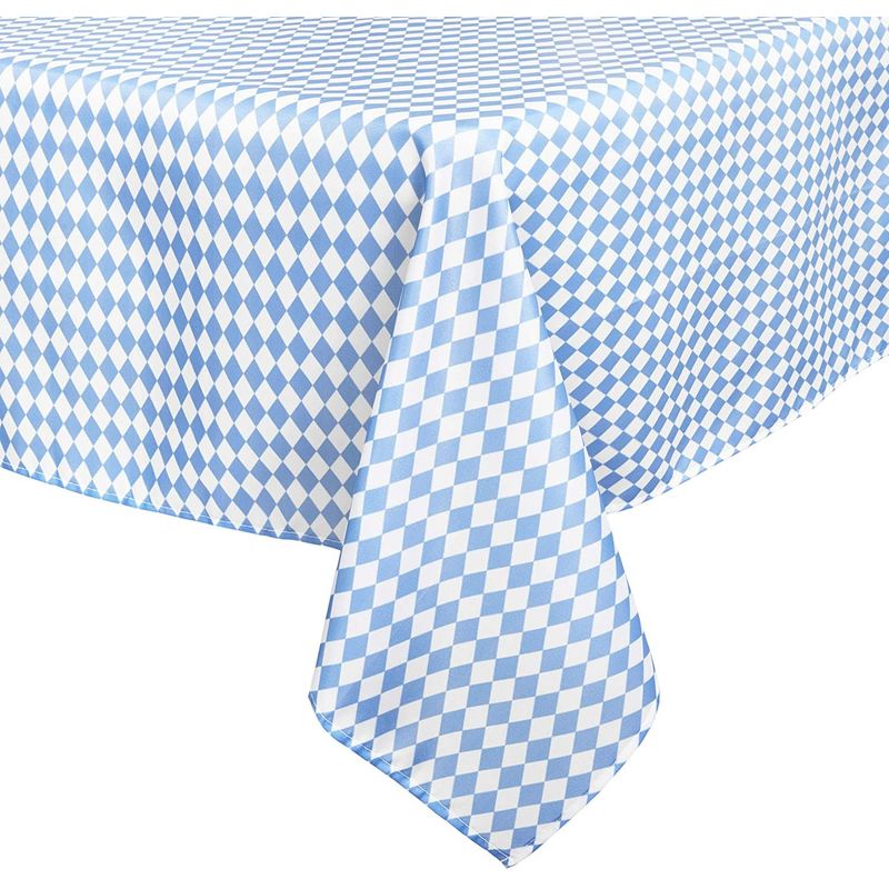 Juvale Blue and White Argyle Checkered Table Cloth for Dining (54 x 108 Inches)