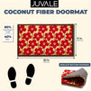 Coco Coir Mat, Floral Entry Way Nonslip Doormat (Red, Pink, 17 x 30 in)