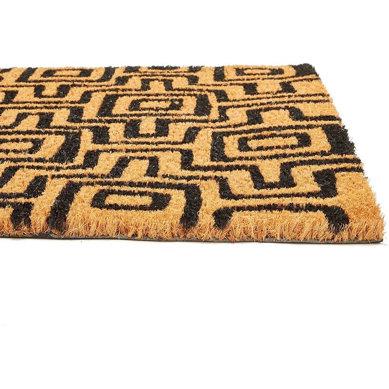Black Patterned Nonslip Welcome Doormat, Coco Coir Mat (17 x 30 in)
