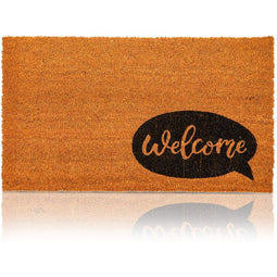 Natural Coir Welcome Doormat with Speech Bubble (17 x 30 Inches)