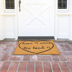 Heart Doormat, Home is Where The Heart is Coco Coir Mat (17 x 30 in)
