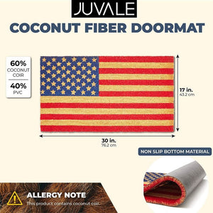 Coco Coir Door Mat, American Flag Patriotic Outdoor Decor (30 x 17 In)
